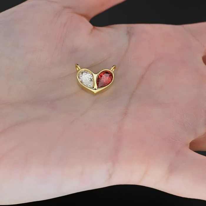 Jalvi Co 070ct Jumbo Sweetheart Ruby Diamond Heart Solid Gold Pendant Gift for him or her Love Charm Necklaces