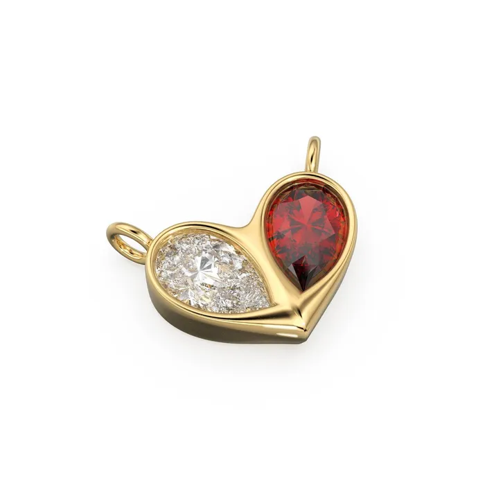 Jalvi Co 070ct Jumbo Sweetheart Ruby Diamond Heart Solid Gold Pendant Gift for him or her Love Charm Necklaces