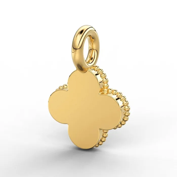 Jalvi Co Charm Necklaces Clover Leaf Milgrain Charm 14k 18k Solid Gold Charm Diamond Charm Supply Solitaire Diamond Charm Christmas Sale