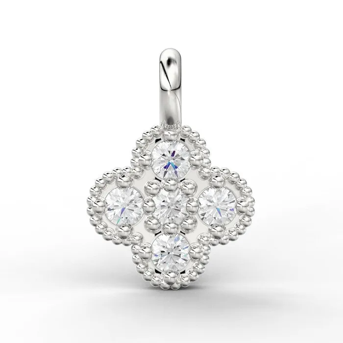 Jalvi Co Charm Necklaces Clover Leaf Milgrain Charm 14k 18k Solid Gold Charm Diamond Charm Supply Solitaire Diamond Charm Christmas Sale