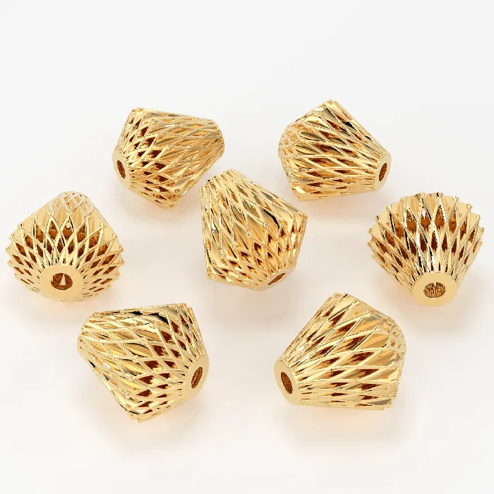 Jalvi Co PreStyled Sets 18k Solid Gold Handmade Geometric Cone Spacer Bead Finding 7mm 8mm 9mm