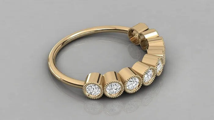 Jalvi Co Rings Diamond Eternity Ring 14k Gold Milgrain Bezel Setting Half Eternity Diamond Wedding Band Art Deco Diamond Eternity Ring