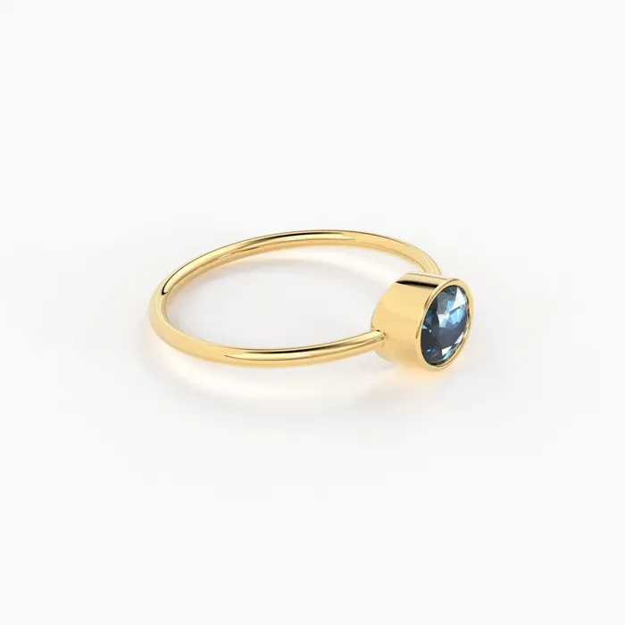 Jalvi Co Rings Oval Blue Sapphire Engagement Ring Bezel Set Ring 60MM Sapphire Ring Gemstone Ring Natural Sapphire Solid Gold Cocktail Ring