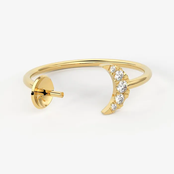 Jalvi Co Round Diamond Band in 14k Solid Gold Moon Satellite Gold Diamond Ring Gold Band White Diamond Ring Brilliant Diamond Wedding Band Rings