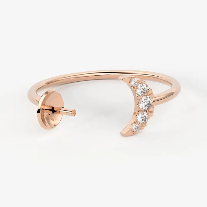 Jalvi Co Round Diamond Band in 14k Solid Gold Moon Satellite Gold Diamond Ring Gold Band White Diamond Ring Brilliant Diamond Wedding Band Rings