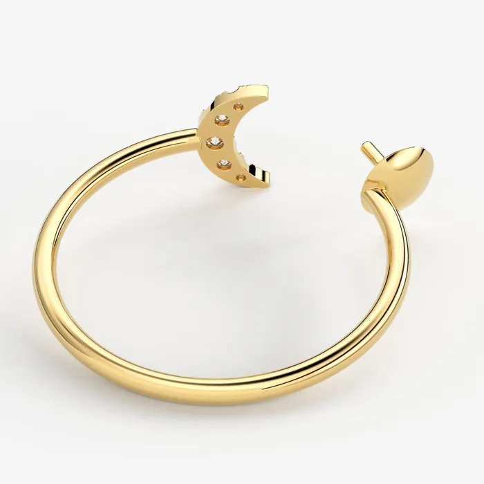 Jalvi Co Round Diamond Band in 14k Solid Gold Moon Satellite Gold Diamond Ring Gold Band White Diamond Ring Brilliant Diamond Wedding Band Rings