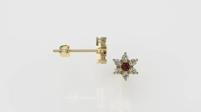 JCM DESIGN JEWELRY Earrings 14k Push Back Earrings with 12 DIAMONDS 2mm VS1 each and 2 RUBY 3mm each Stt Prongs JCM DESIGN JEWELRY Earrings 14k Push Back Earrings with 12 DIAMONDS 2mm VS1 each and 2 RUBY 3mm each Stt Prongs