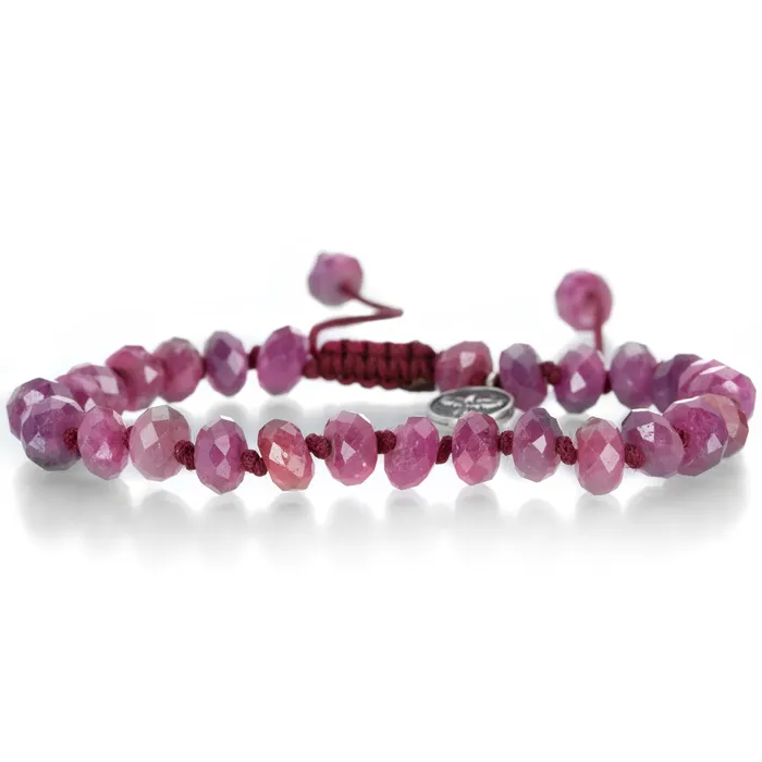 Joseph Brooks Bracelets 8mm Faceted Pink Ruby Bead Bracelet