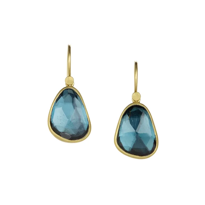 Lola Brooks Earrings London Blue Topaz Pebble Drop Earrings