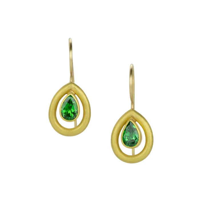 Mallary Marks Earrings Tsavorite Garnet Halo Earrings