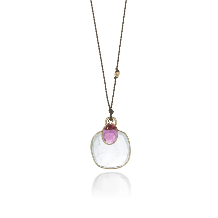 Margaret Solow Necklaces Double Aquamarine and Tourmaline Necklace