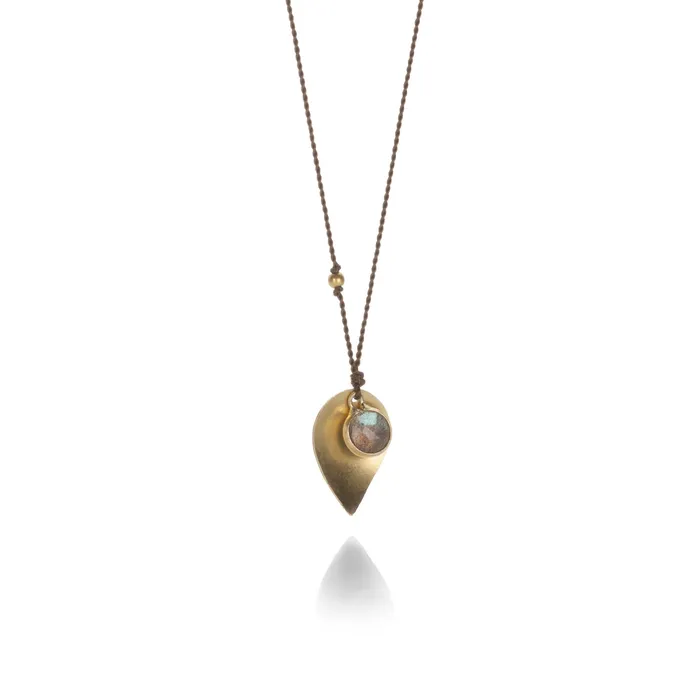 Margaret Solow Necklaces Gold Pendant with Labradorite Charm Necklace