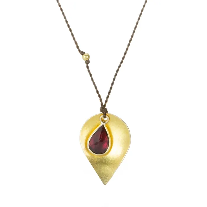 Margaret Solow Necklaces Red Tourmaline and Leaf Necklace