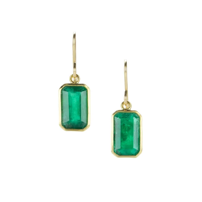 Maria Beaulieu Emerald Cut Emerald Drop Earrings Earrings