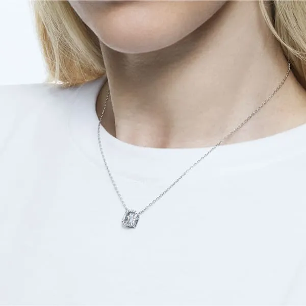 Millenia necklace Square Zirconia White Rhodium Plated Swarovski Necklaces