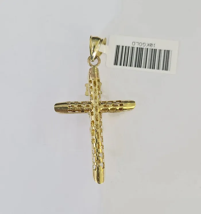 Necklaces 10k Gold INRI Jesus Pendant Rope Chain 3mm 20 Necklace Set Real Genuine Gold and Diamond