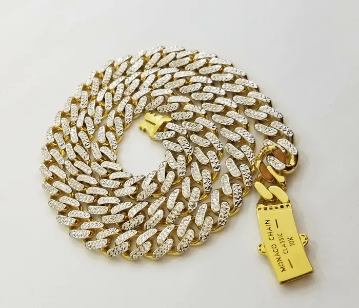 Necklaces 10K Real Gold Monaco Link Chain 20 inch Diamond Cut Men Women Necklace 10Kt globalwatches10 Necklaces 10K Real Gold Monaco Link Chain 20 inch Diamond Cut Men Women Necklace 10Kt globalwatches10