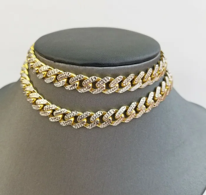 Necklaces 10K Real Gold Monaco Link Chain 20 inch Diamond Cut Men Women Necklace 10Kt globalwatches10
