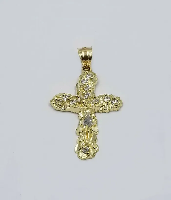 Necklaces 10k Yellow Gold Crucifix Cross Charm Jesus Pendant Rope Chain 18 20 22 24 26 Gold and Diamond
