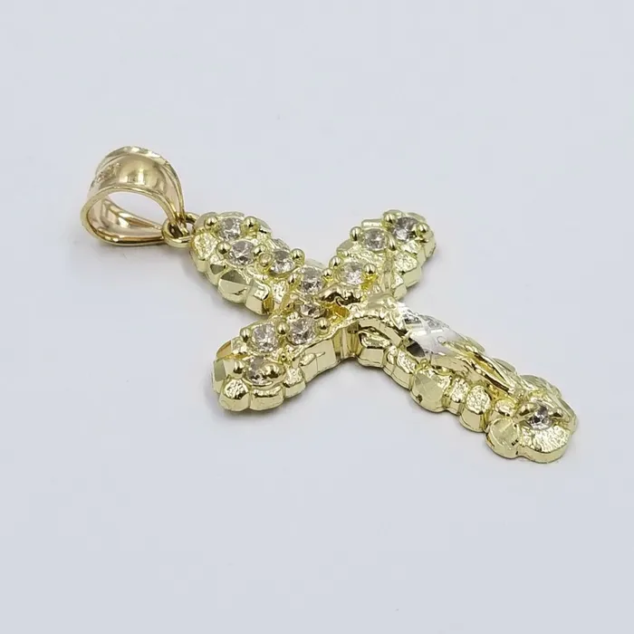 Necklaces 10k Yellow Gold Crucifix Cross Charm Jesus Pendant Rope Chain 18 20 22 24 26 Gold and Diamond