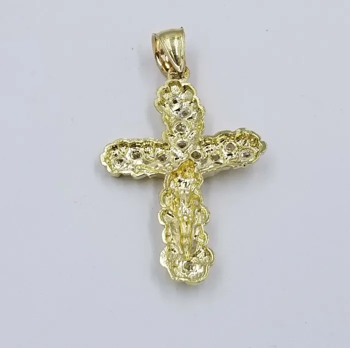 Necklaces 10k Yellow Gold Crucifix Cross Charm Jesus Pendant Rope Chain 18 20 22 24 26 Gold and Diamond