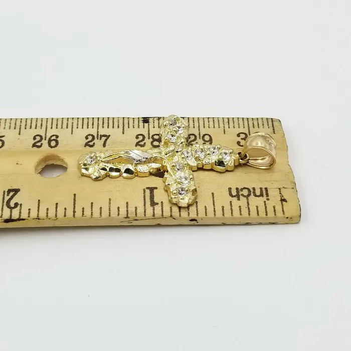 Necklaces 10k Yellow Gold Crucifix Cross Charm Jesus Pendant Rope Chain 18 20 22 24 26 Gold and Diamond