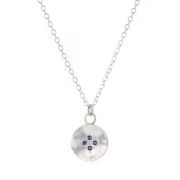 Necklaces Adel Chefridi Blue Sapphire Four Star Wave Pendant Necklace
