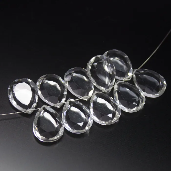 Necklaces Beads Supplies USA 5 matching pair 16x12mm White Quartz Faceted Pear Drop Beads Necklace Quartz Beads