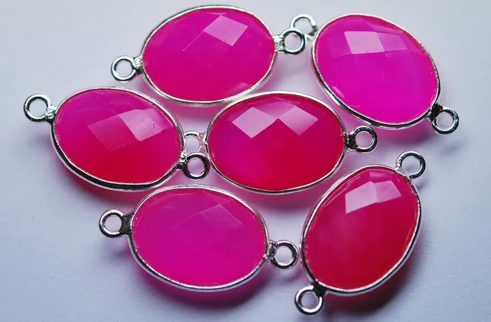 Necklaces Beads Supplies USA 925 Sterling SilverPink Chalcedony Faceted Oval Shape 5 Piece Of 21mm Necklaces Beads Supplies USA 925 Sterling SilverPink Chalcedony Faceted Oval Shape 5 Piece Of 21mm