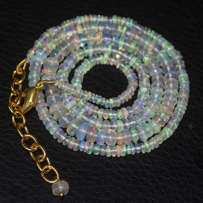 Necklaces Beads Supplies USA Natural Ethiopian Welo Opal Gold Plated Smooth Rondelle Necklace 2mm 5mm 215 Necklaces Beads Supplies USA Natural Ethiopian Welo Opal Gold Plated Smooth Rondelle Necklace 2mm 5mm 215