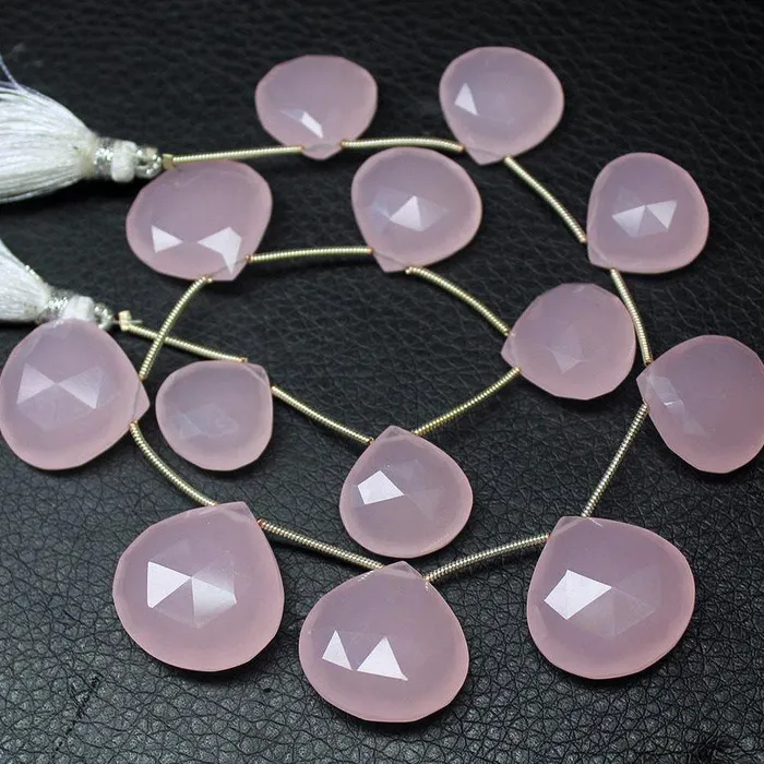 Necklaces Beads Supplies USA Natural Rose Chalcedony Faceted Heart Beads 15mm 21mm 10inches Necklaces Beads Supplies USA Natural Rose Chalcedony Faceted Heart Beads 15mm 21mm 10inches