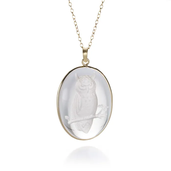 Necklaces Carved Crystal Owl Necklace Barbara Heinrich