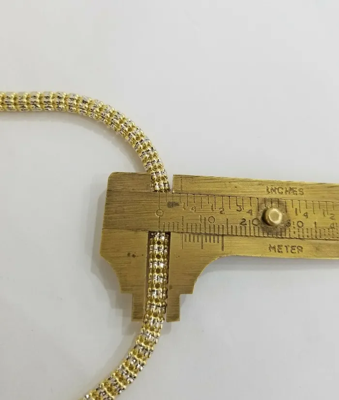 Necklaces Globalwatches10 10k Yellow Gold Iced Bead Chain Diamond Cut Men Women 24 Necklace 5mm REAL