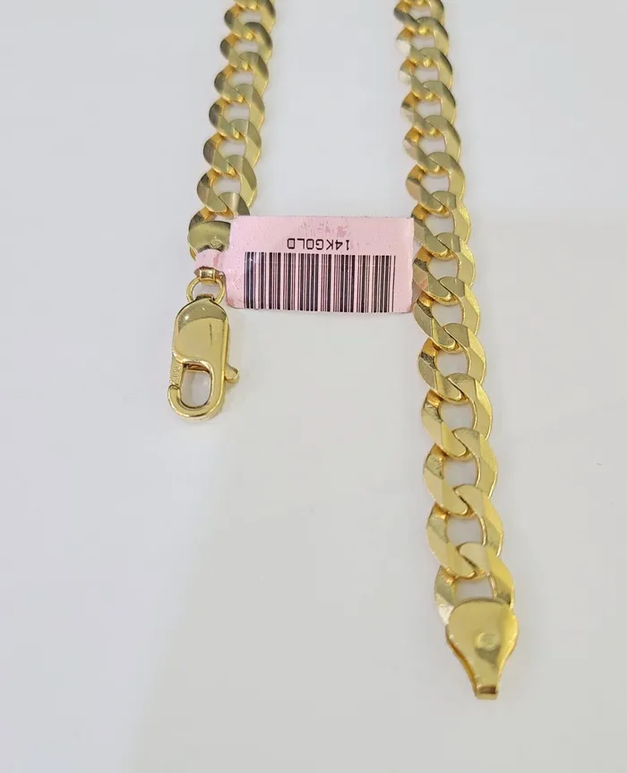 Necklaces Globalwatches10 14k Cuban Curb Link chain Solid Yellow Gold Necklace 9mm 1826 Inch Real