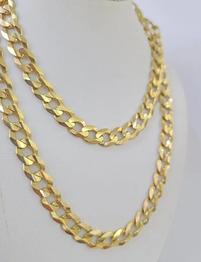 Necklaces Globalwatches10 14k Cuban Curb Link chain Solid Yellow Gold Necklace 9mm 1826 Inch Real