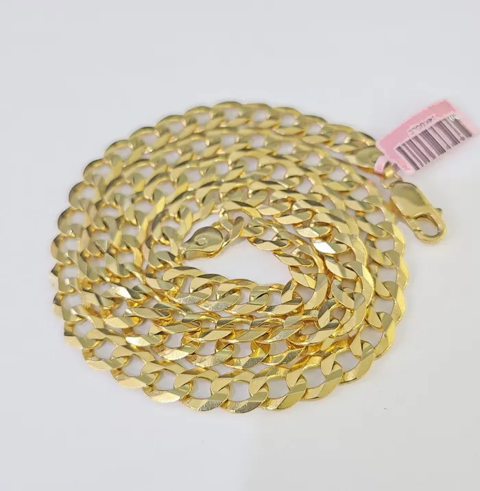 Necklaces Globalwatches10 14k Cuban Curb Link chain Solid Yellow Gold Necklace 9mm 1826 Inch Real