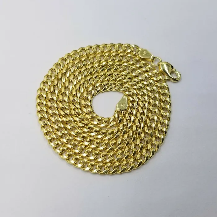 Necklaces Gold and Diamond 10K 100 Tree Charm Gold Pendant Miami Cuban Chain in18 20 22 24 26 28 Inch Real