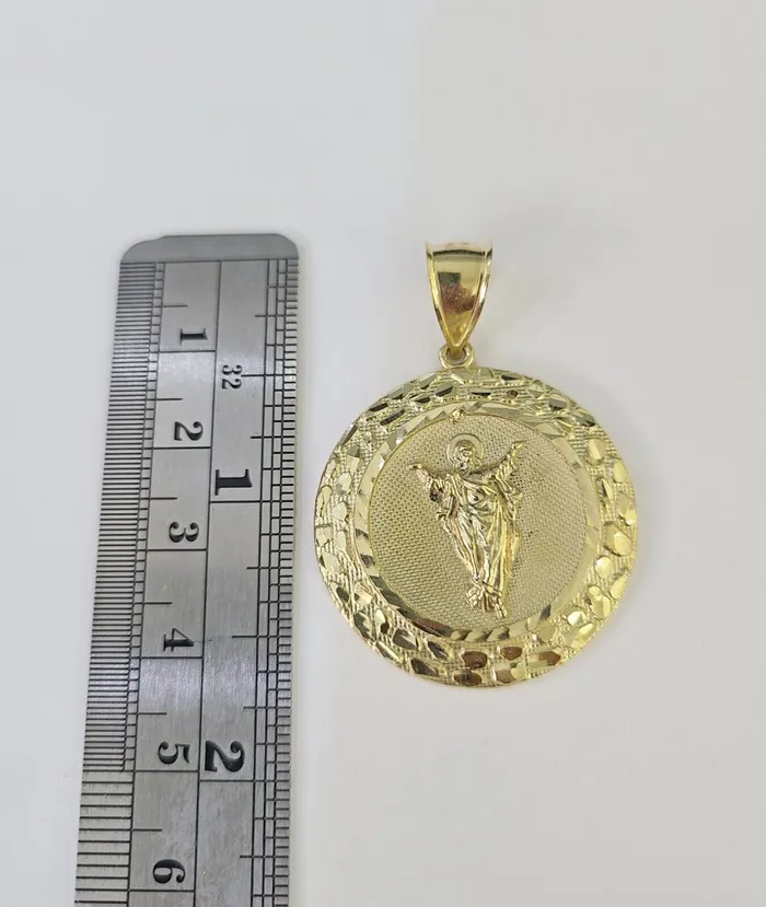 Necklaces Gold and Diamond 10k 3mm Rope Chain Nugget Medallion Guadalupe Pendant 1830 Set Charm Necklace