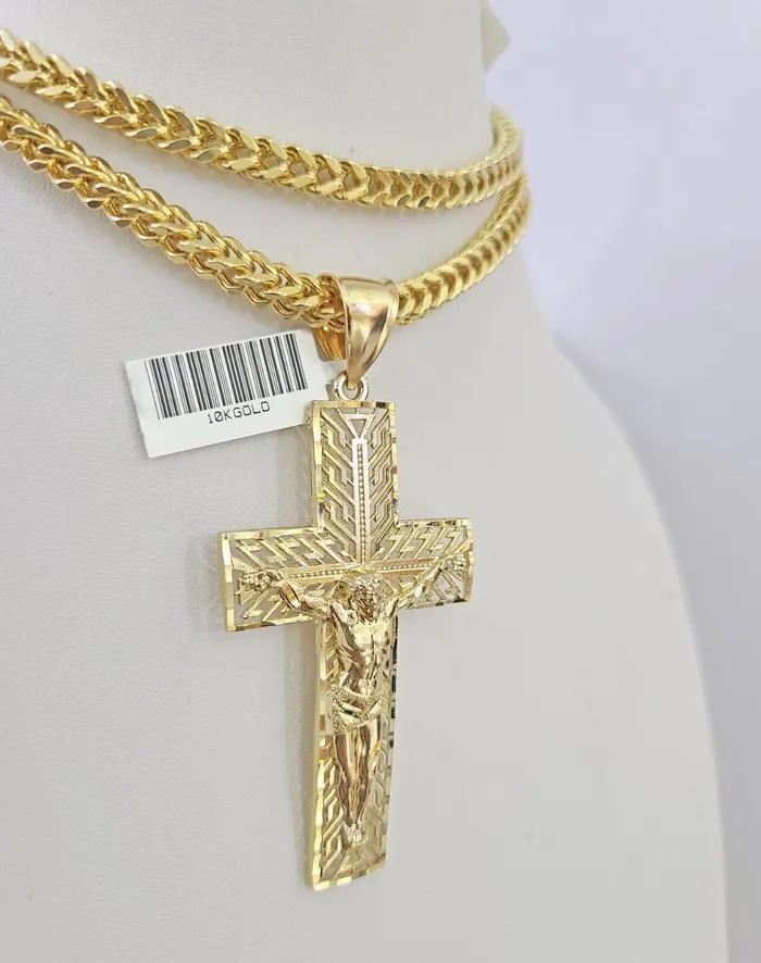 Necklaces Gold and Diamond 10K Franco Chain Jesus Cross Pendant Charm Necklace 2026 5mm Gold SET Yellow Necklaces Gold and Diamond 10K Franco Chain Jesus Cross Pendant Charm Necklace 2026 5mm Gold SET Yellow