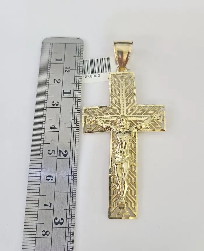 Necklaces Gold and Diamond 10K Franco Chain Jesus Cross Pendant Charm Necklace 2026 5mm Gold SET Yellow