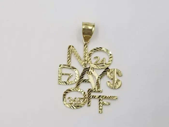 Necklaces Gold and Diamond 10k Yellow Gold No Of Days Charm Diamond Cut Pendant Men Women 365 7 24 DWM