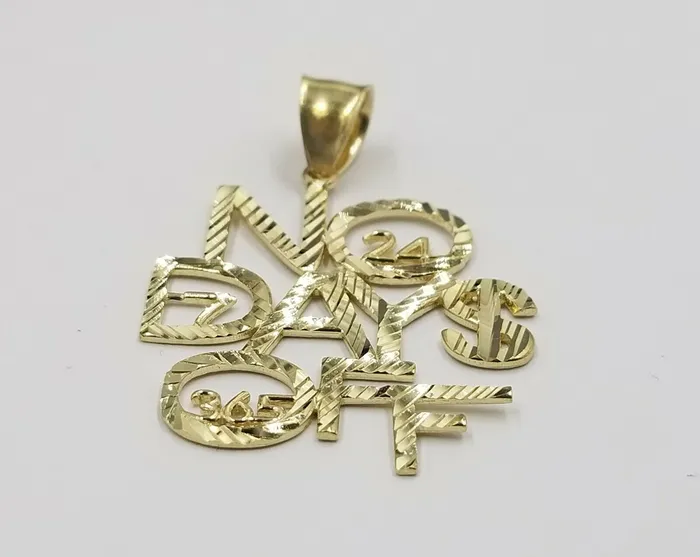 Necklaces Gold and Diamond 10k Yellow Gold No Of Days Charm Diamond Cut Pendant Men Women 365 7 24 DWM
