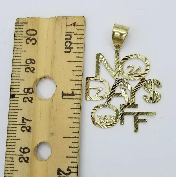 Necklaces Gold and Diamond 10k Yellow Gold No Of Days Charm Diamond Cut Pendant Men Women 365 7 24 DWM