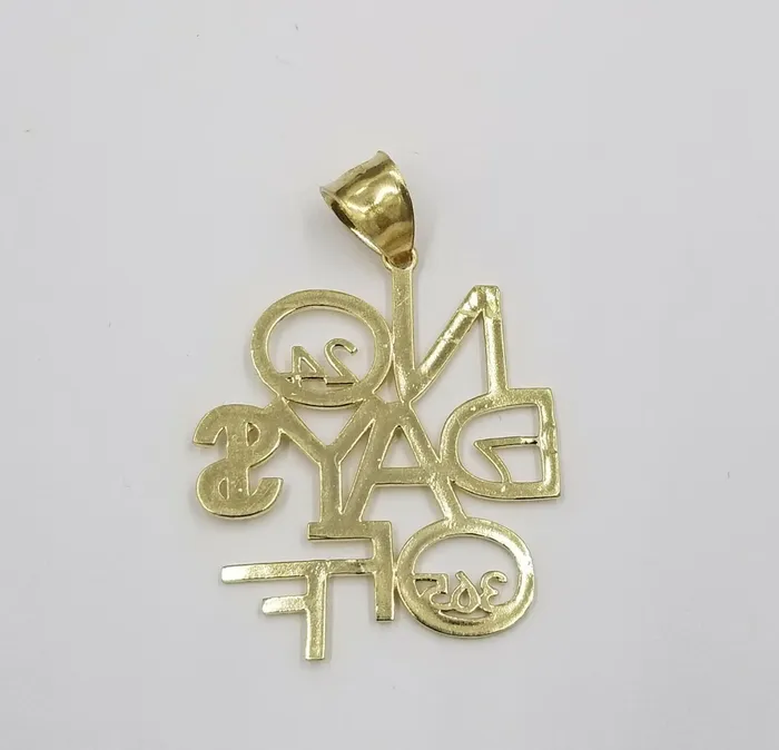 Necklaces Gold and Diamond 10k Yellow Gold No Of Days Charm Diamond Cut Pendant Men Women 365 7 24 DWM