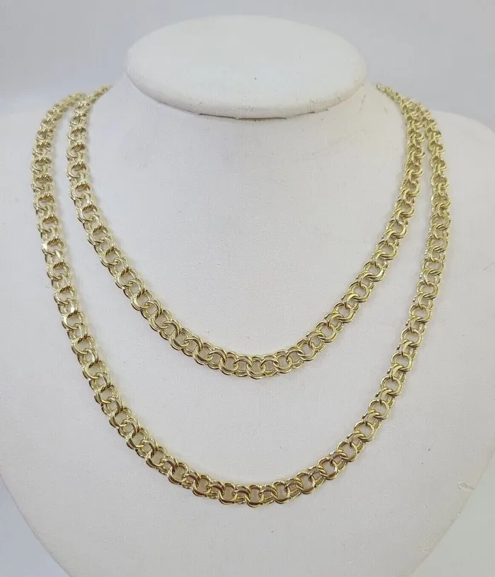 Necklaces Gold and Diamond Real 10k Chino ID Chain Necklace Yellow Gold 6mm 18 20 22 24 Genuine