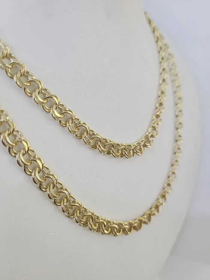 Necklaces Gold and Diamond Real 10k Chino ID Chain Necklace Yellow Gold 6mm 18 20 22 24 Genuine