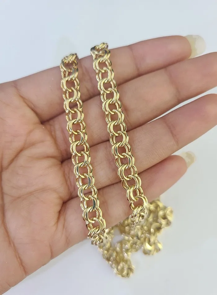 Necklaces Gold and Diamond Real 10k Chino ID Chain Necklace Yellow Gold 6mm 18 20 22 24 Genuine