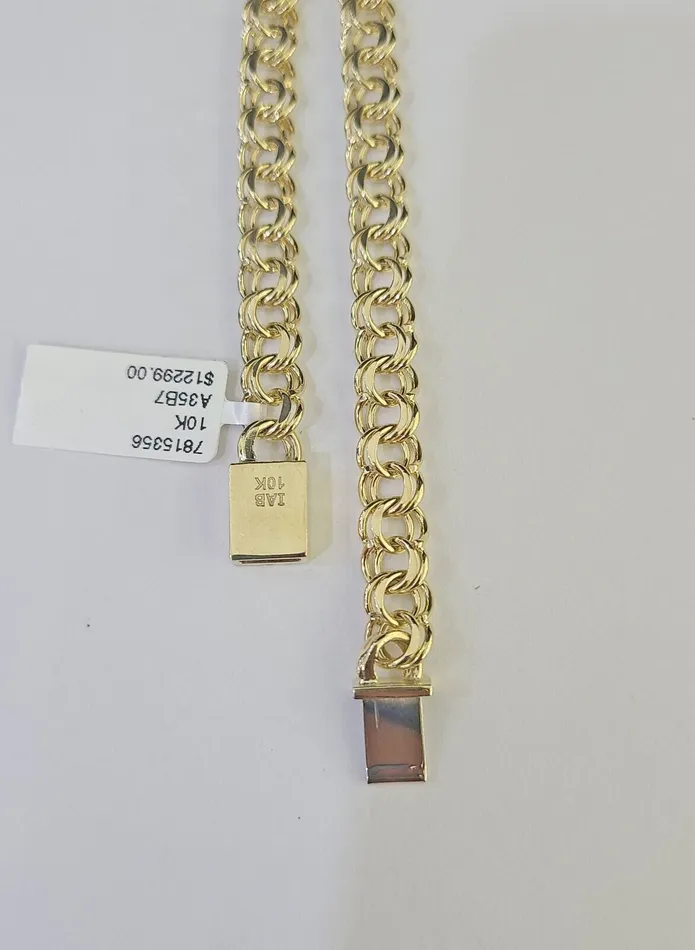 Necklaces Gold and Diamond Real 10k Chino ID Chain Necklace Yellow Gold 6mm 18 20 22 24 Genuine
