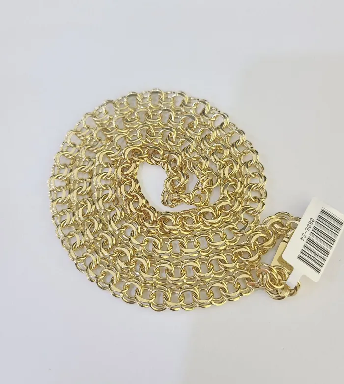 Necklaces Gold and Diamond Real 10k Chino ID Chain Necklace Yellow Gold 6mm 18 20 22 24 Genuine