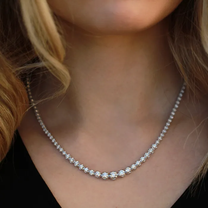 Necklaces Independent Jewellers 14kt White Gold 500cttw Round Natural Diamond Tennis Necklace